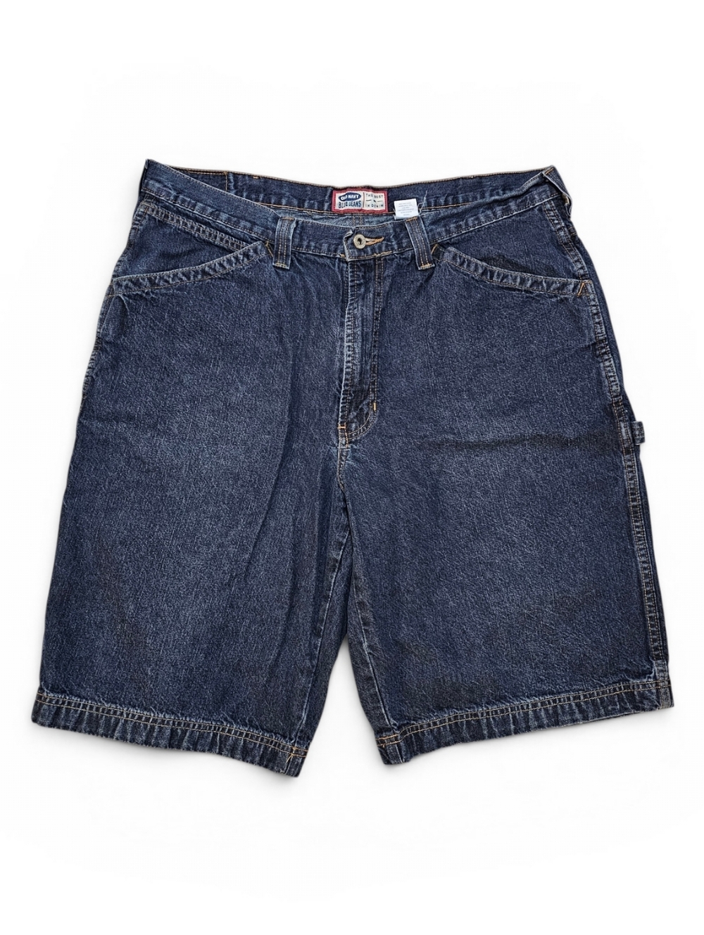 Y2k Old Navy Dark Blue Denim Carpenter Shorts - Picture 2 of 8